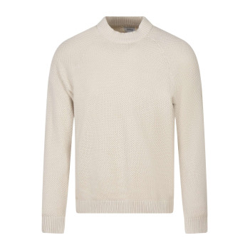 Pull en coton beige uni...