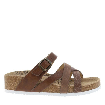 Mules marron à talon plat...