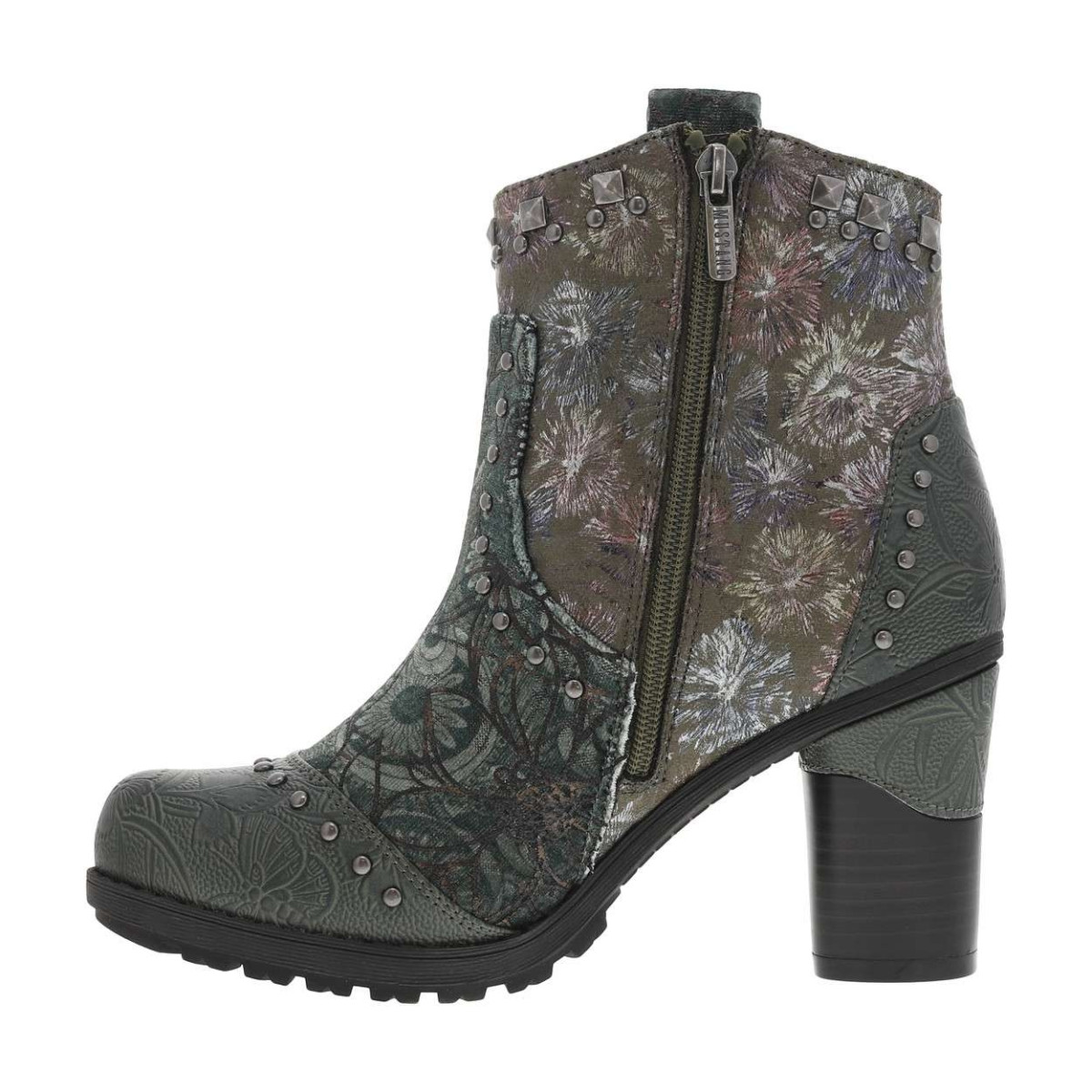 Bottes MUSTANG Noires à Talon Décroché - 11 Oeillets, Zip Latéral, Semelle Antidérapante
