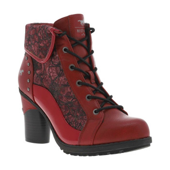 Bottines MUSTANG Pour Femme - Cuir Synthétique, Intérieur Polaire, Talon Bloc 4 Cm, Fermeture éclair