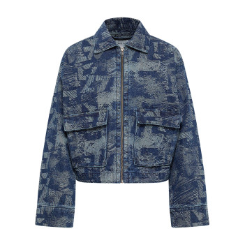 Blouson bleu en coton avec...